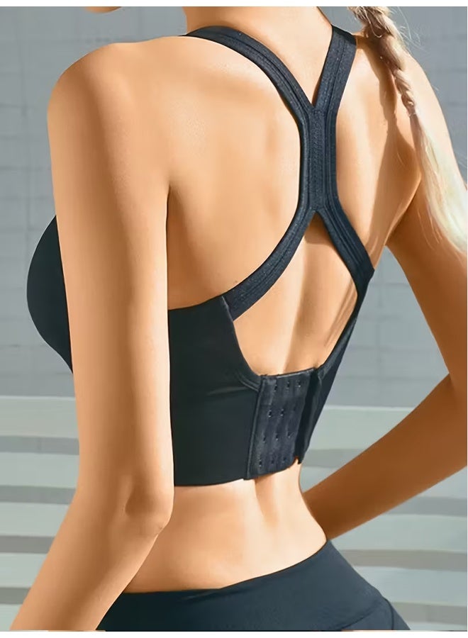 Zeemey High-strength cross-back sports bra for women, shockproof running and yoga vest, adjustable clasp fitness bra - Image 3